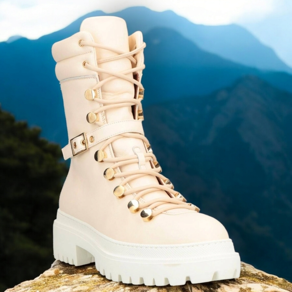 Women's Combat/Biker/ Moto Boots Soft Supple Leather (Made In Italy) EU 40